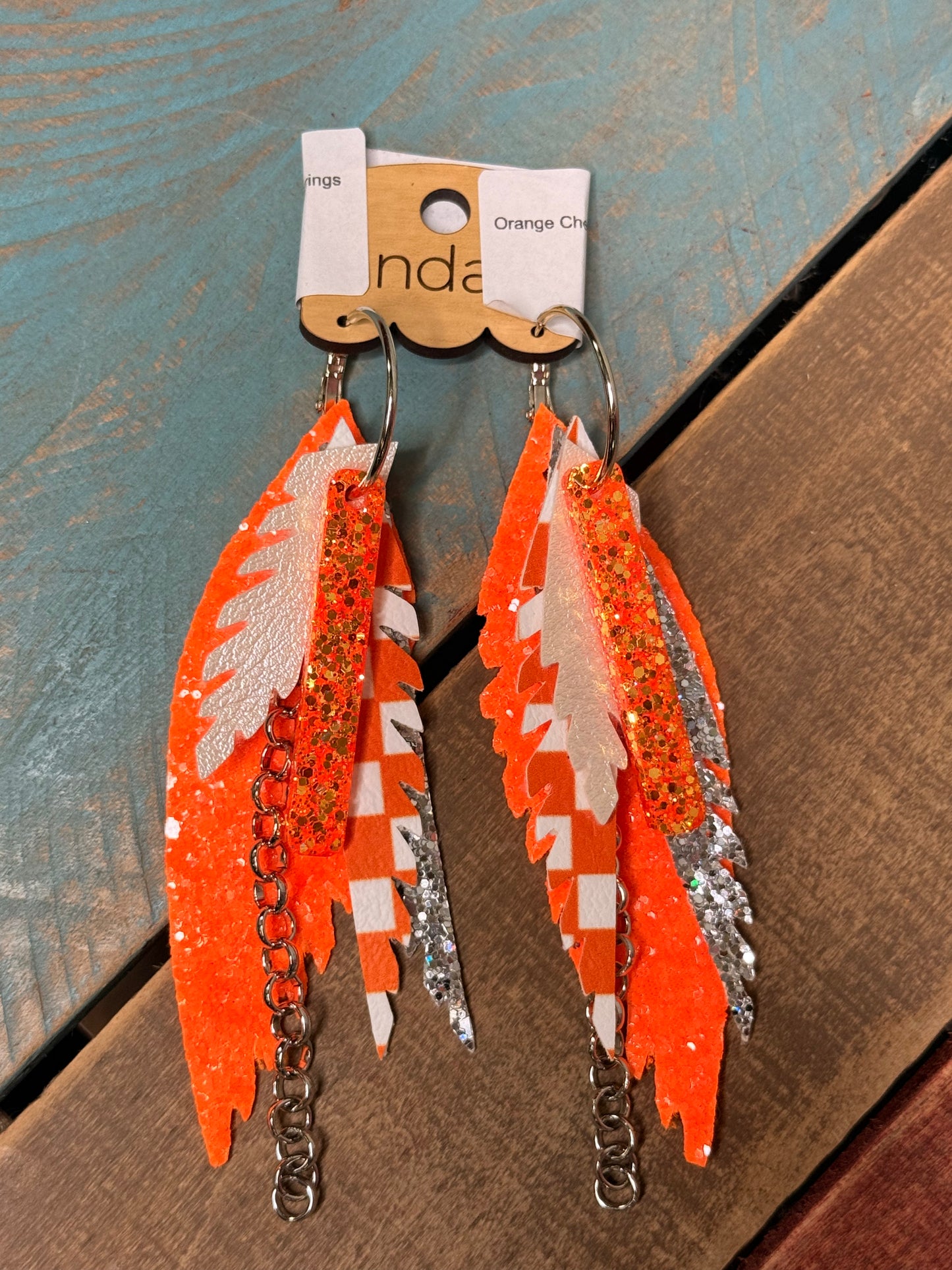 Multi Color Leather Feather Earrings