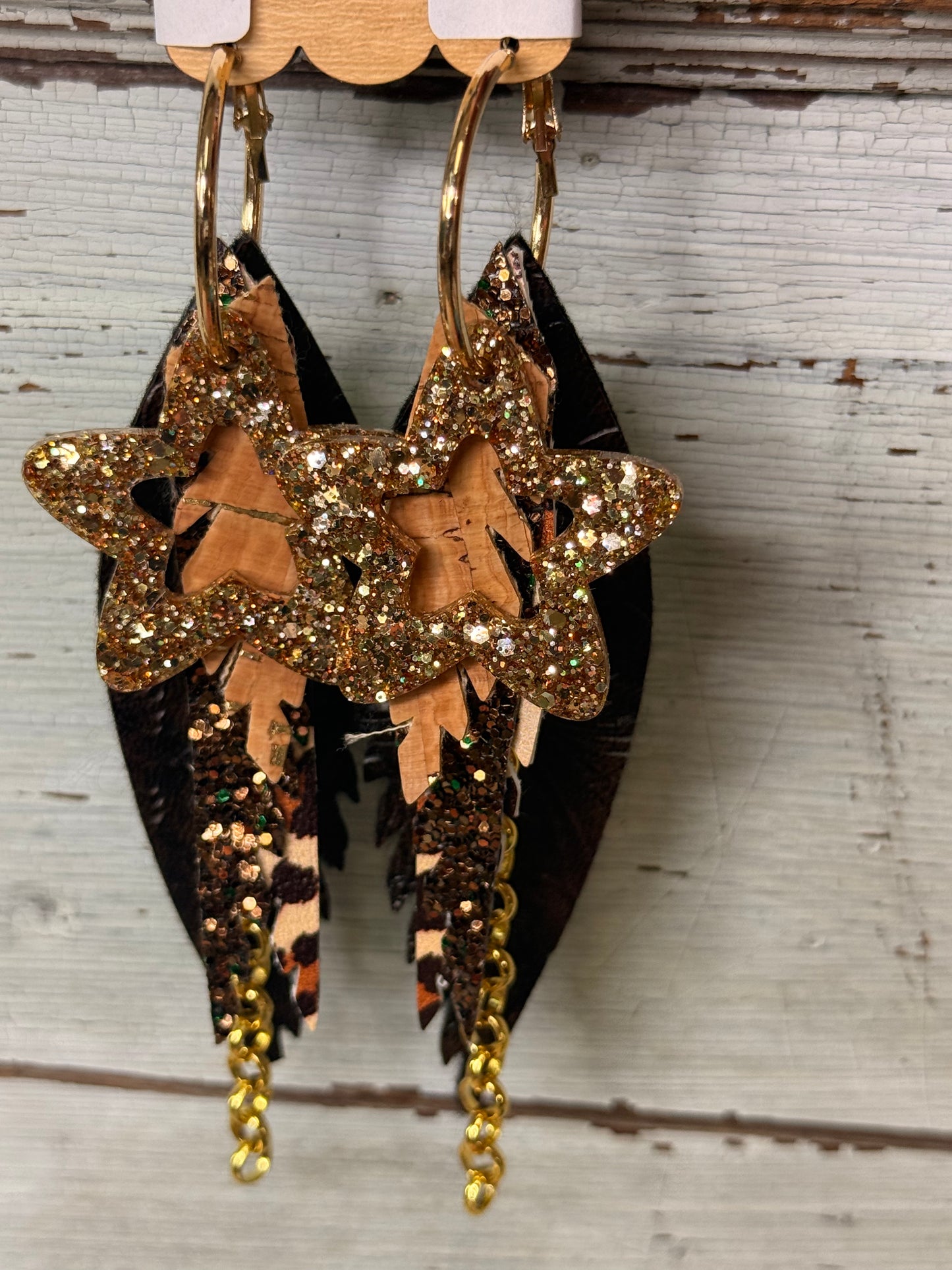 Multi Color Leather Feather Earrings