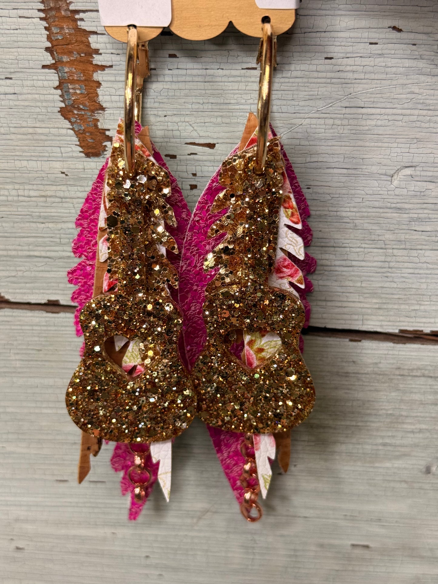 Multi Color Leather Feather Earrings