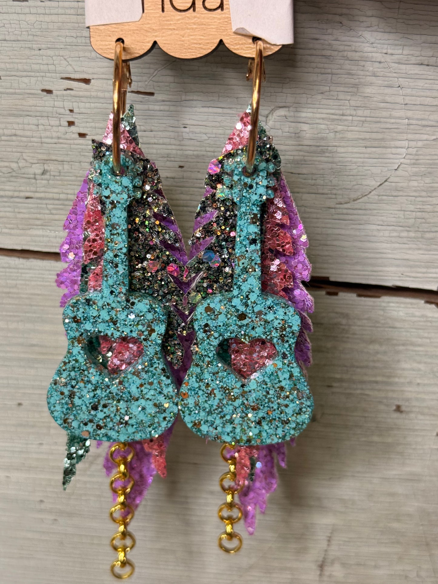 Multi Color Leather Feather Earrings