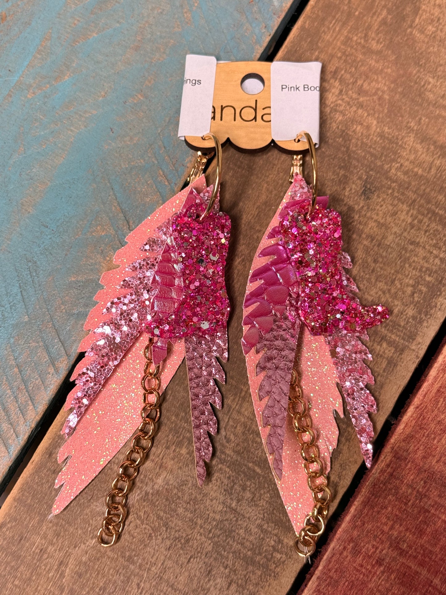Multi Color Leather Feather Earrings