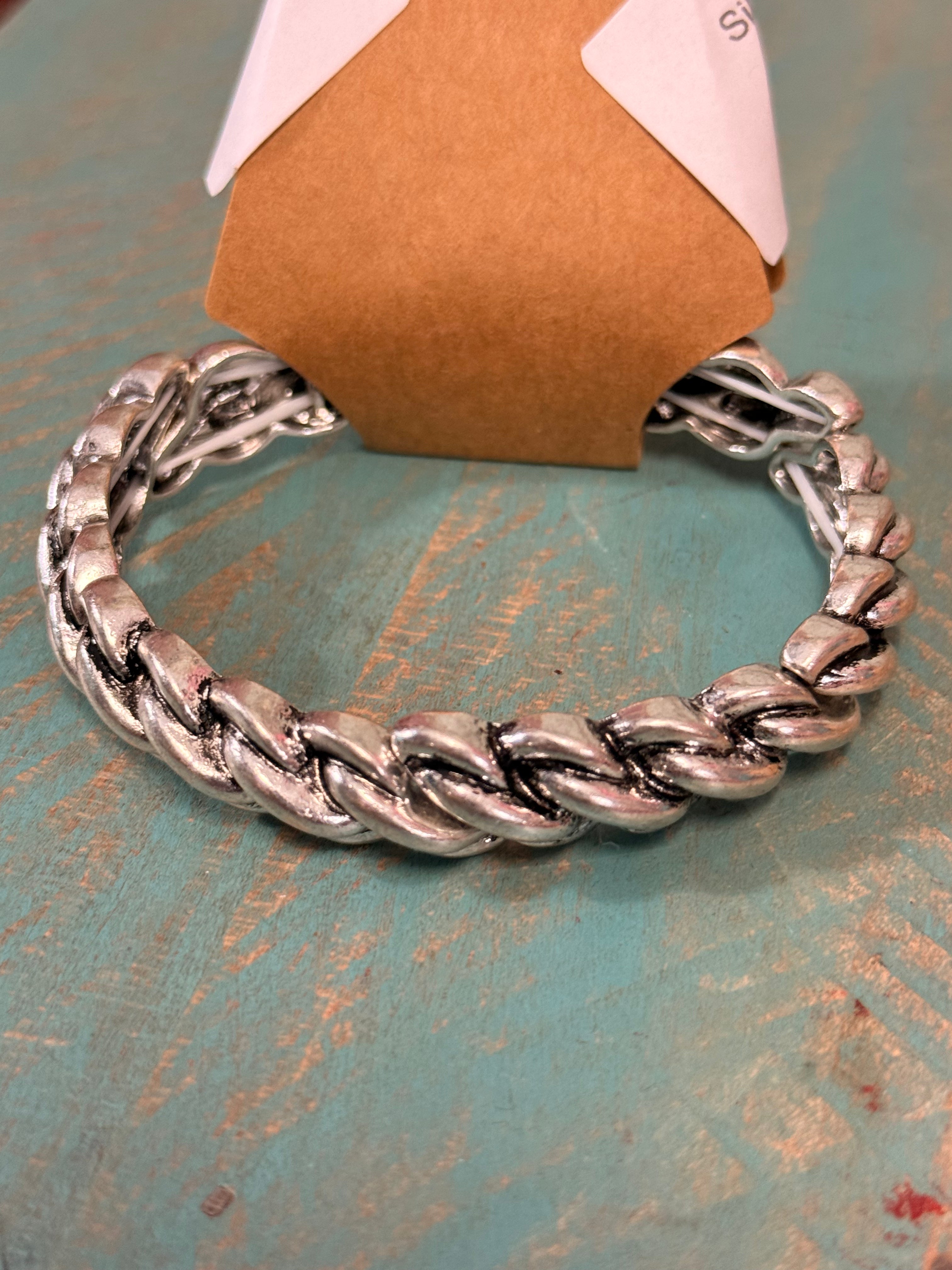 Silver small braided Bracelet