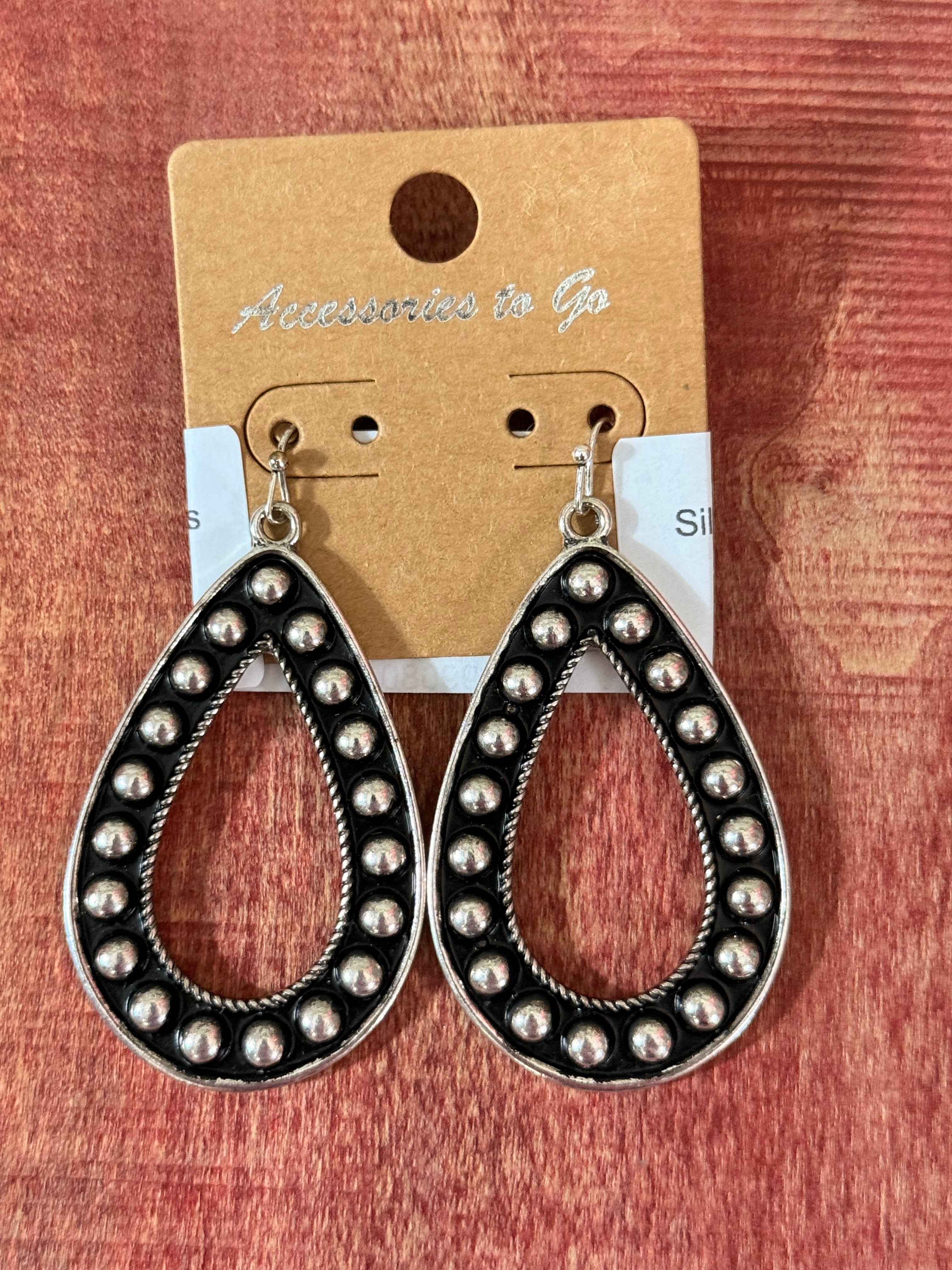 Silver bullet Teardrop Hoop Earrings