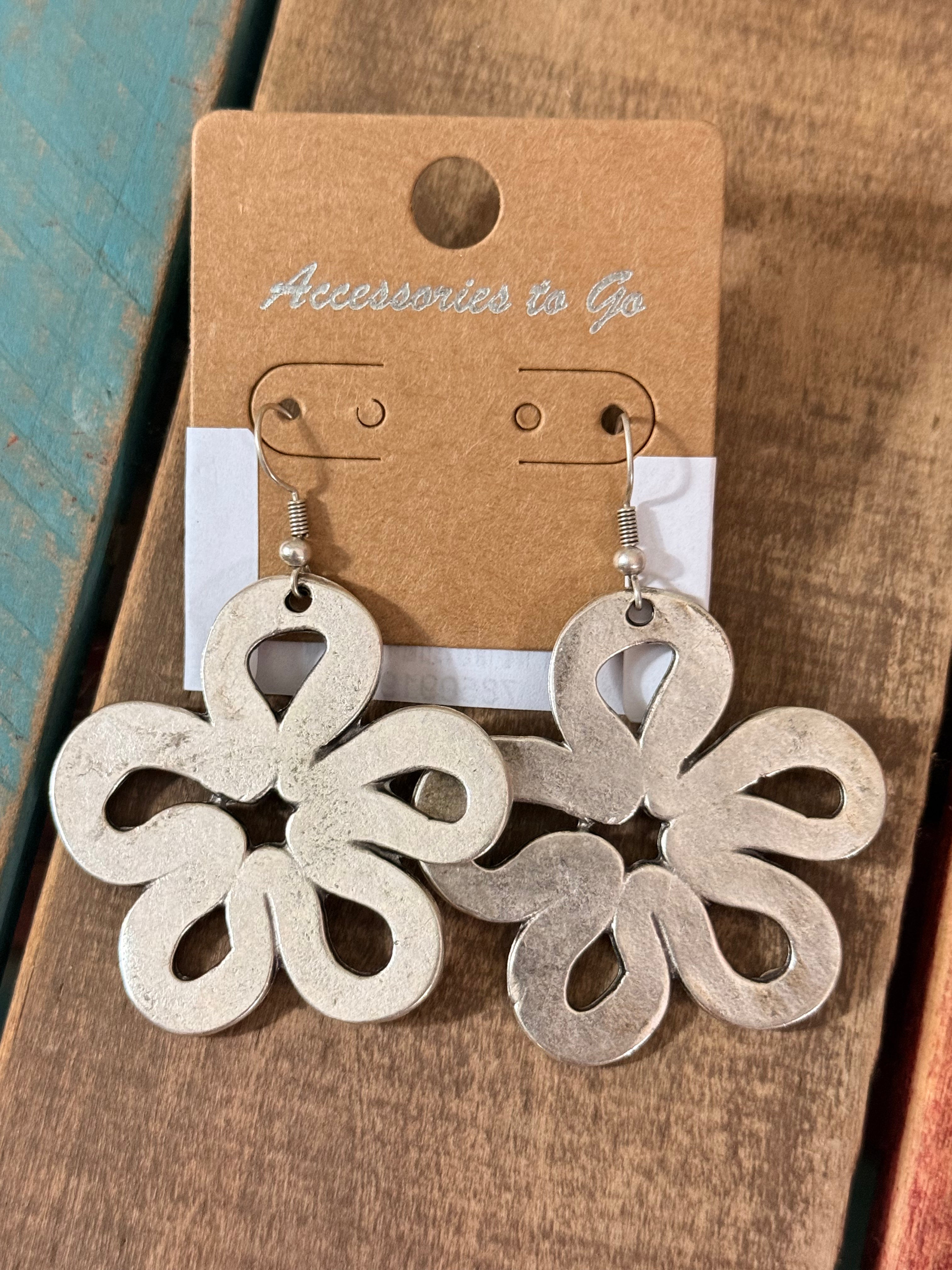 Silver Flower Dangle Earrings