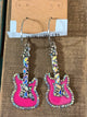 Pink Guitar Earrings
