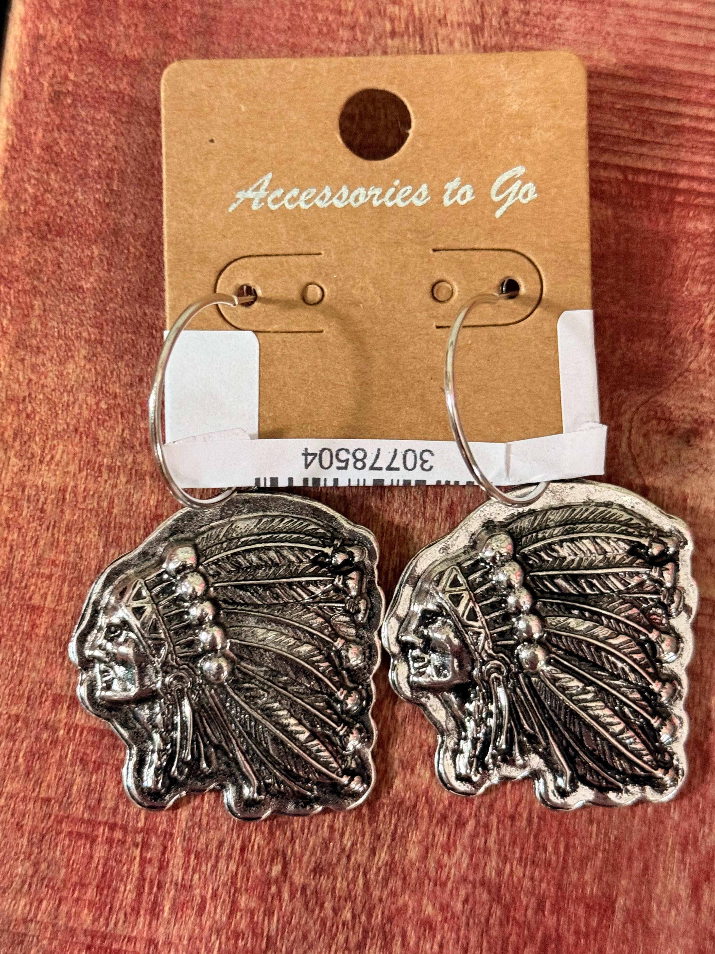 Silver indian Head Earrings
