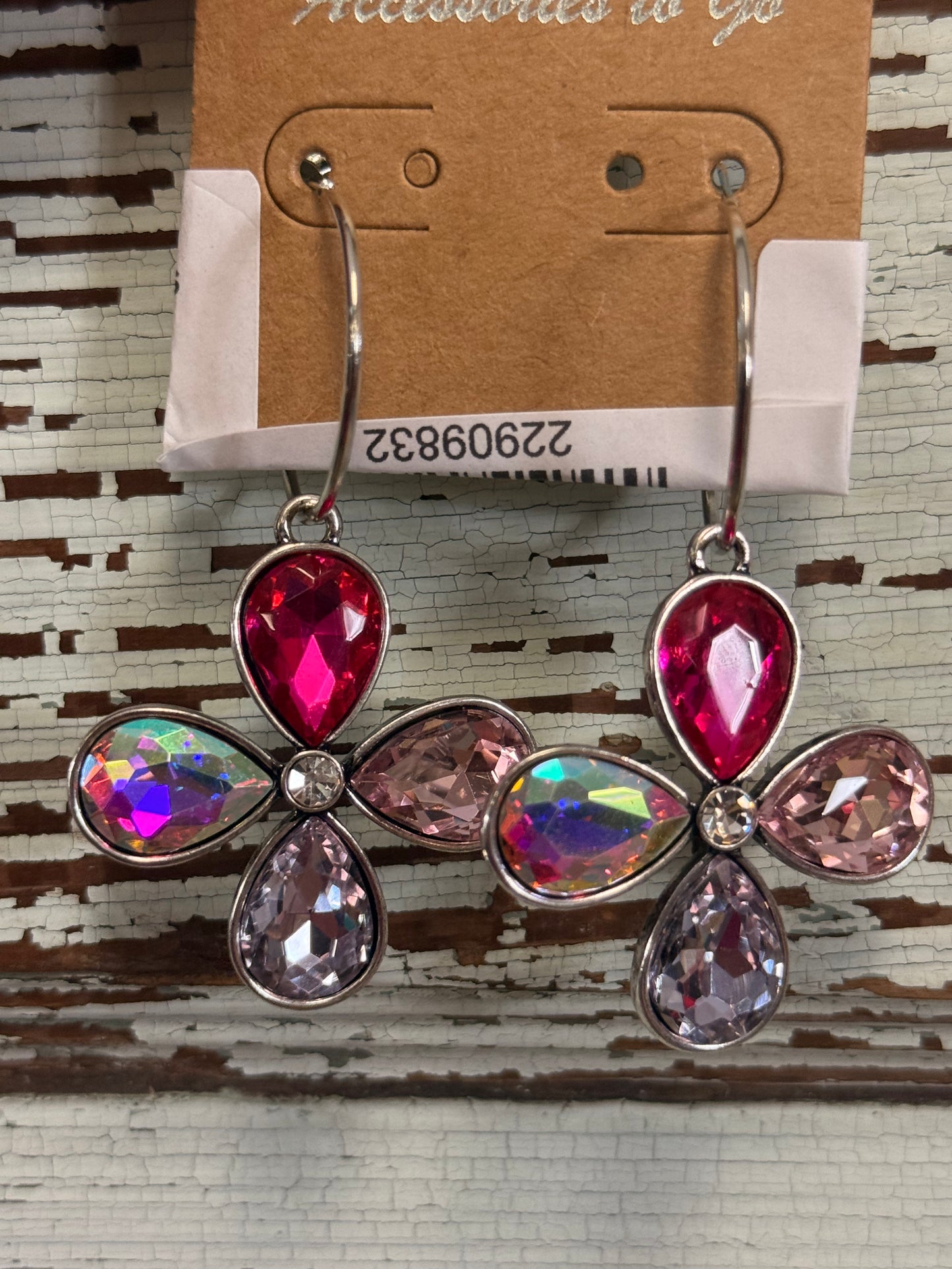 pink purple flower hoop Earrings