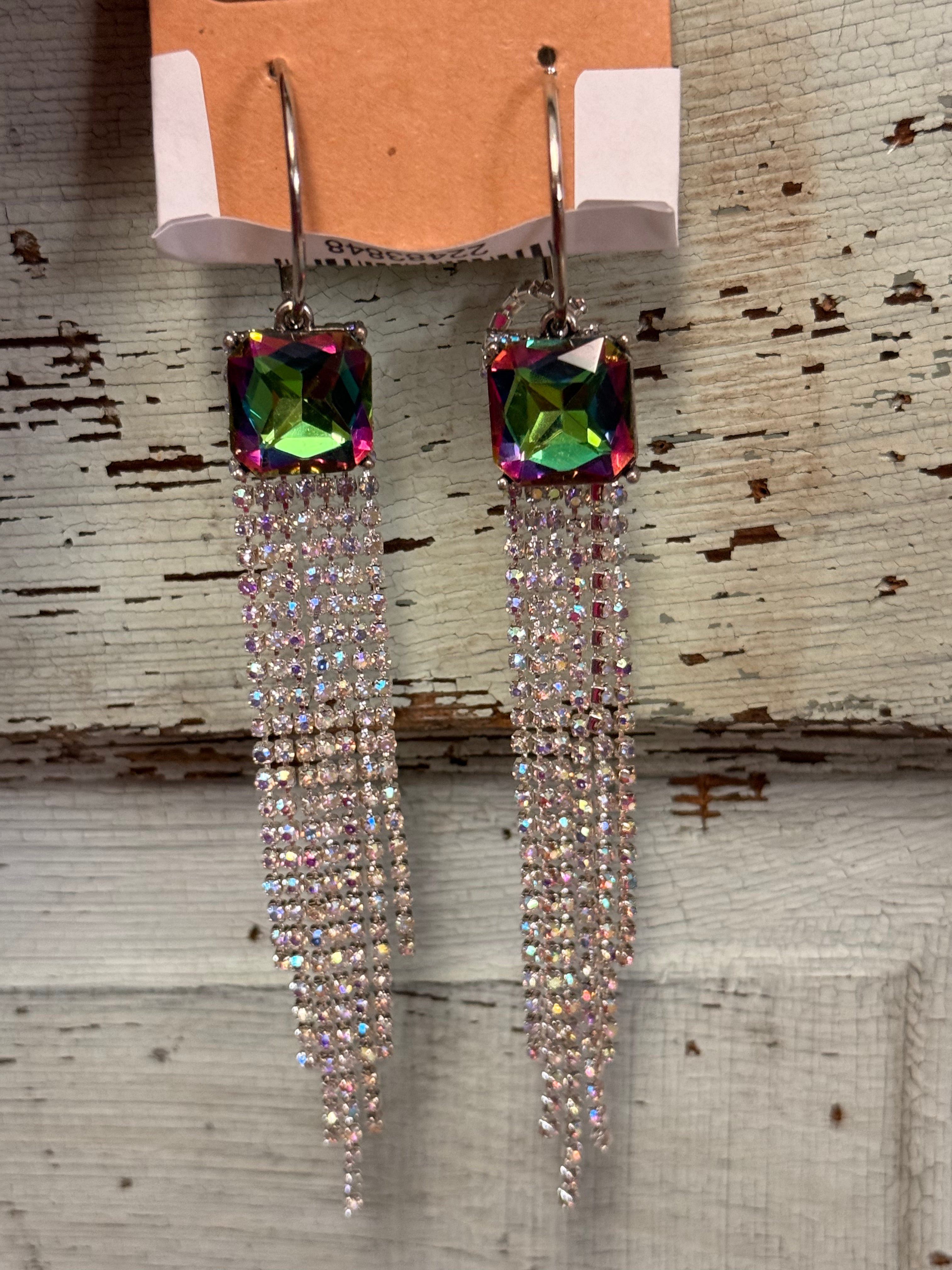 MultiColor bling Fringe earrings