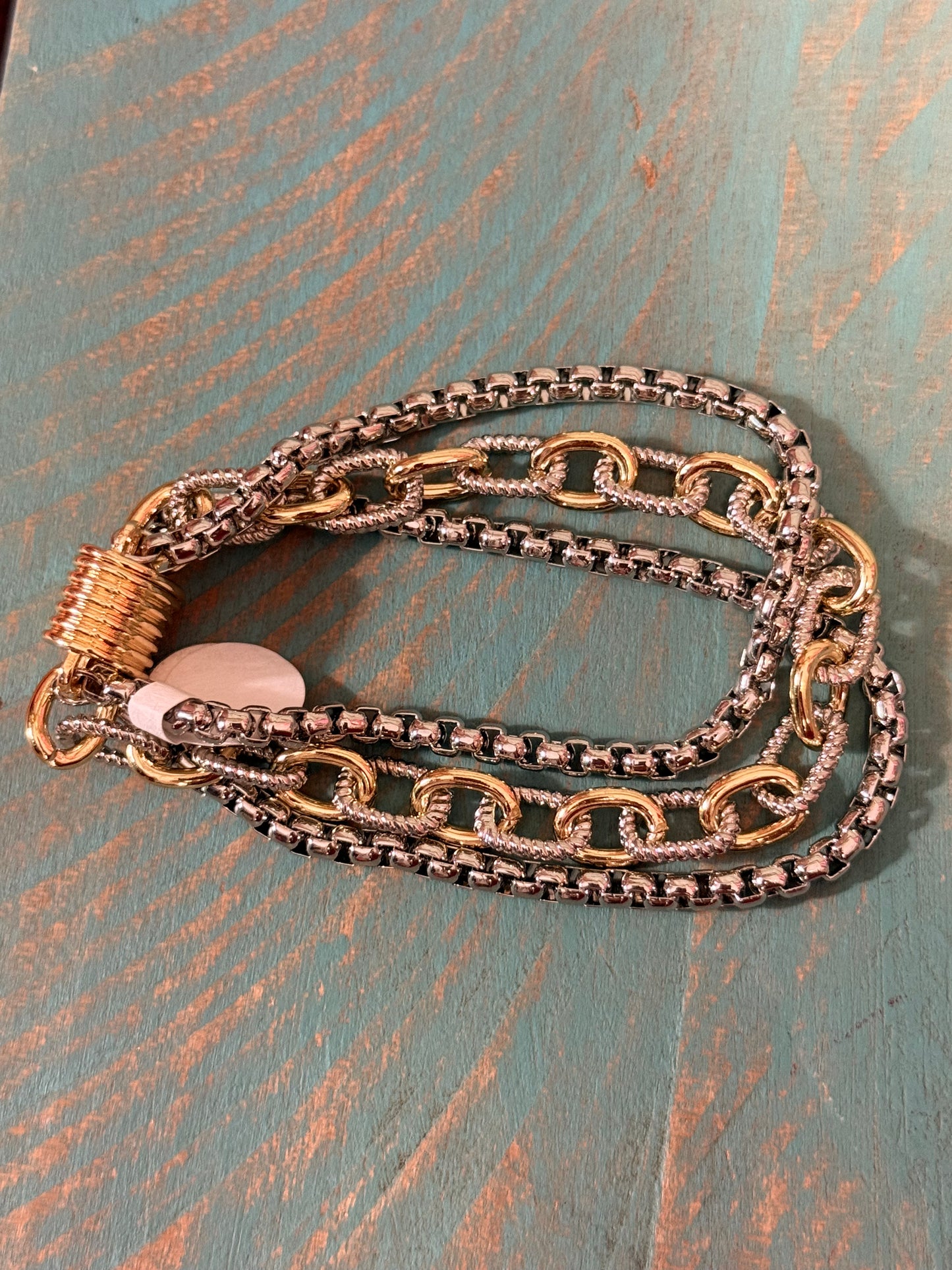 Silver Gold Multi Chain bracelet