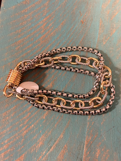 Silver Gold Multi Chain bracelet