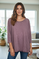 Paper Lace Plum Round Neck Top