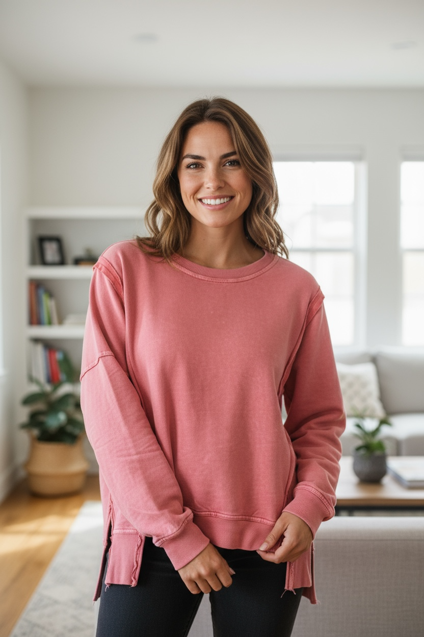 Paper Lace High-Low fleece Top