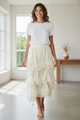 Paper Lace Winter White Tier Lace Skirt with ties