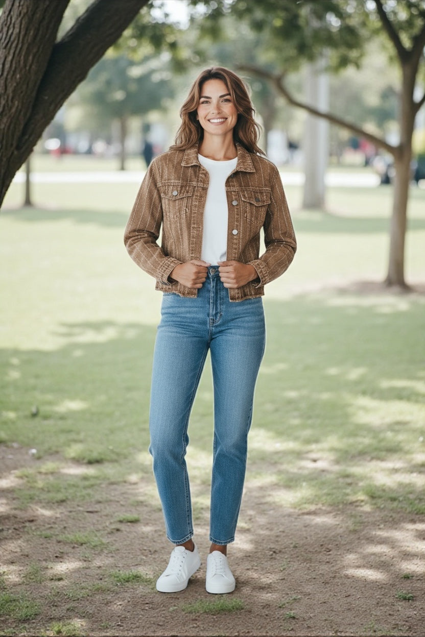 Origami Brown Denim Hotfix Jacket