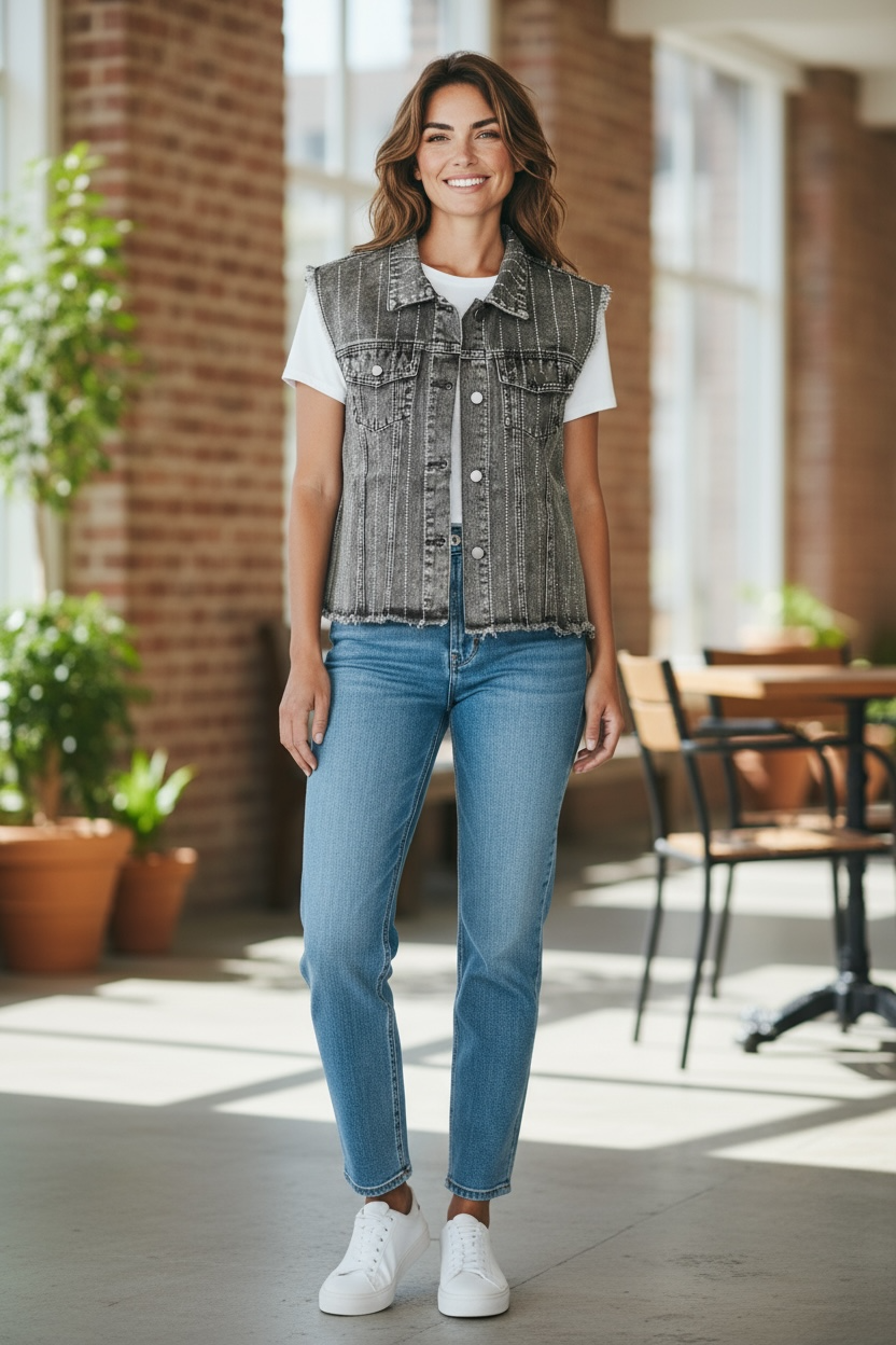 Origami Black Denim Hotfix Vest
