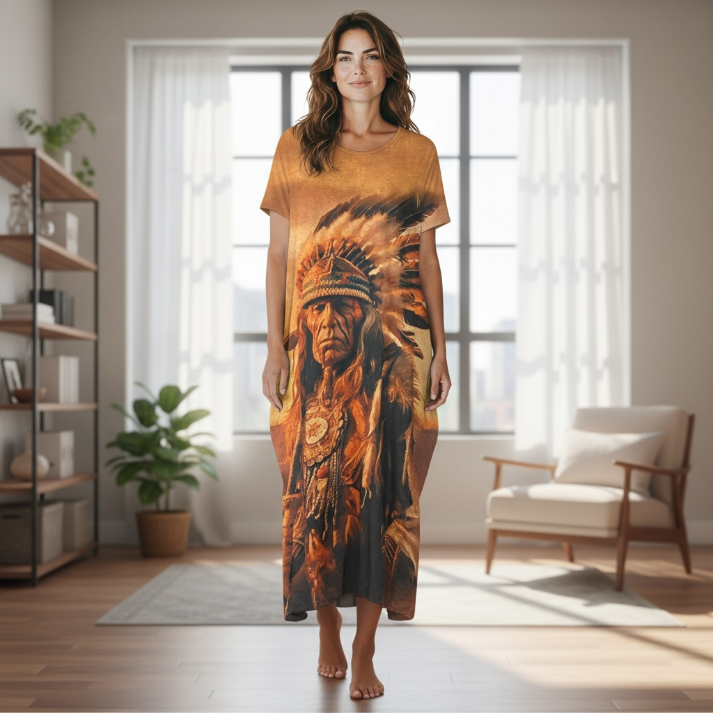 I Love Linen Brown Indian Dress