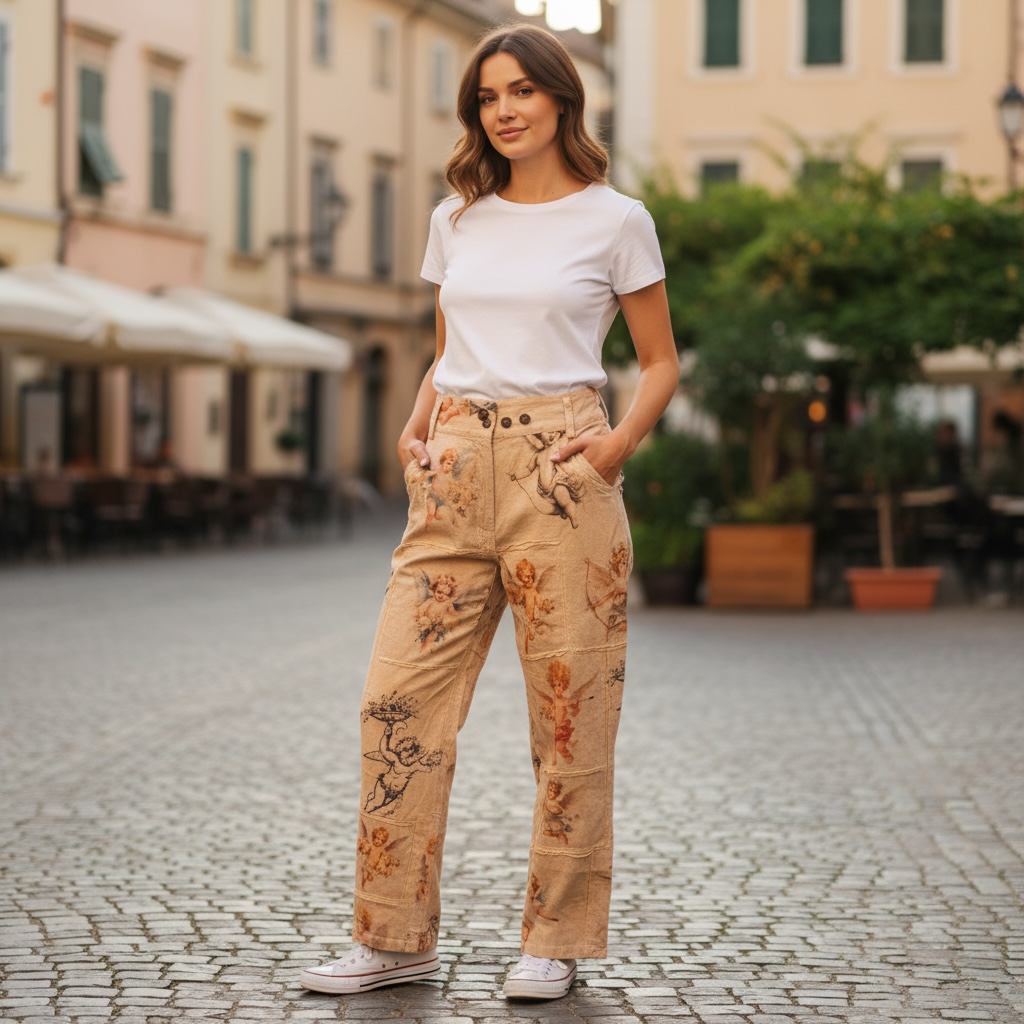 Paper Lace Tea Dyed Angel Patchwork Pant