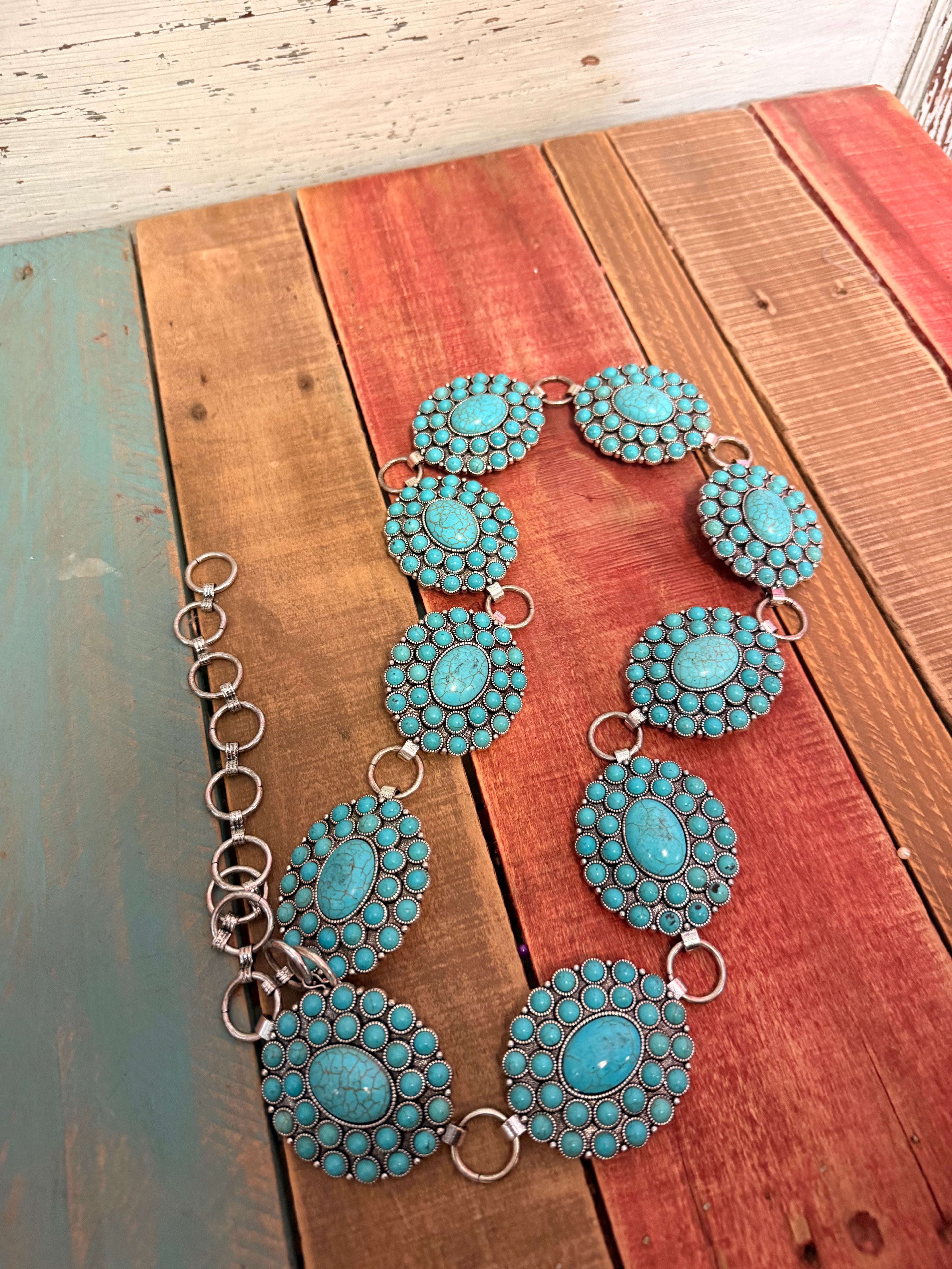 turquoise Squash Blossom Concho belt