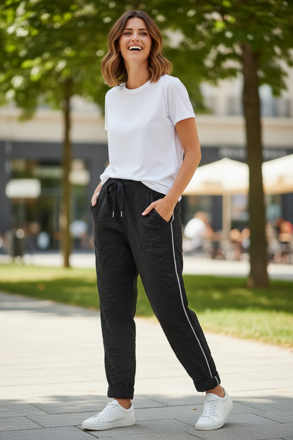 Made In Italy Black  Rhinestone Joggers