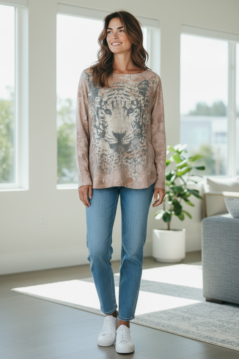 Made In Italy Snow Leopard Sweater