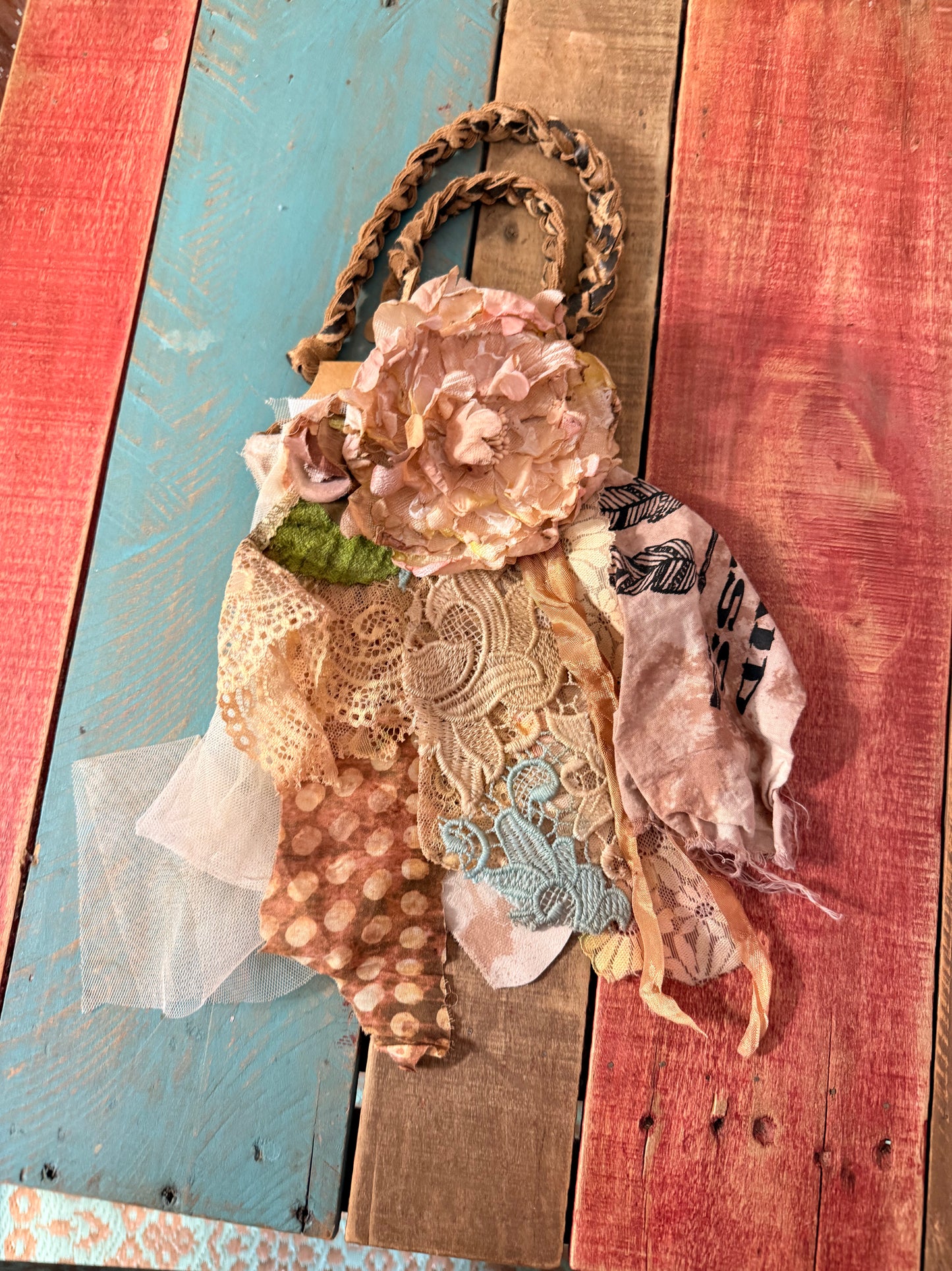 A Rare Bird Braded Lace neck with feathers and lace