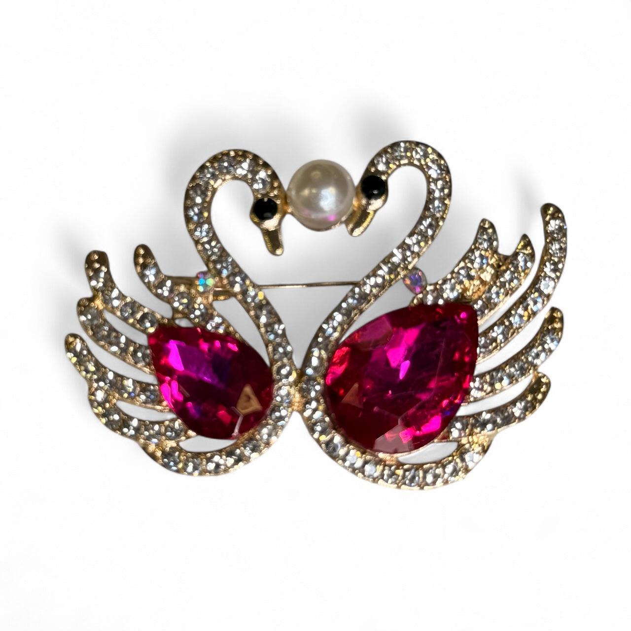 Swan Heart Pearl Brooch Small