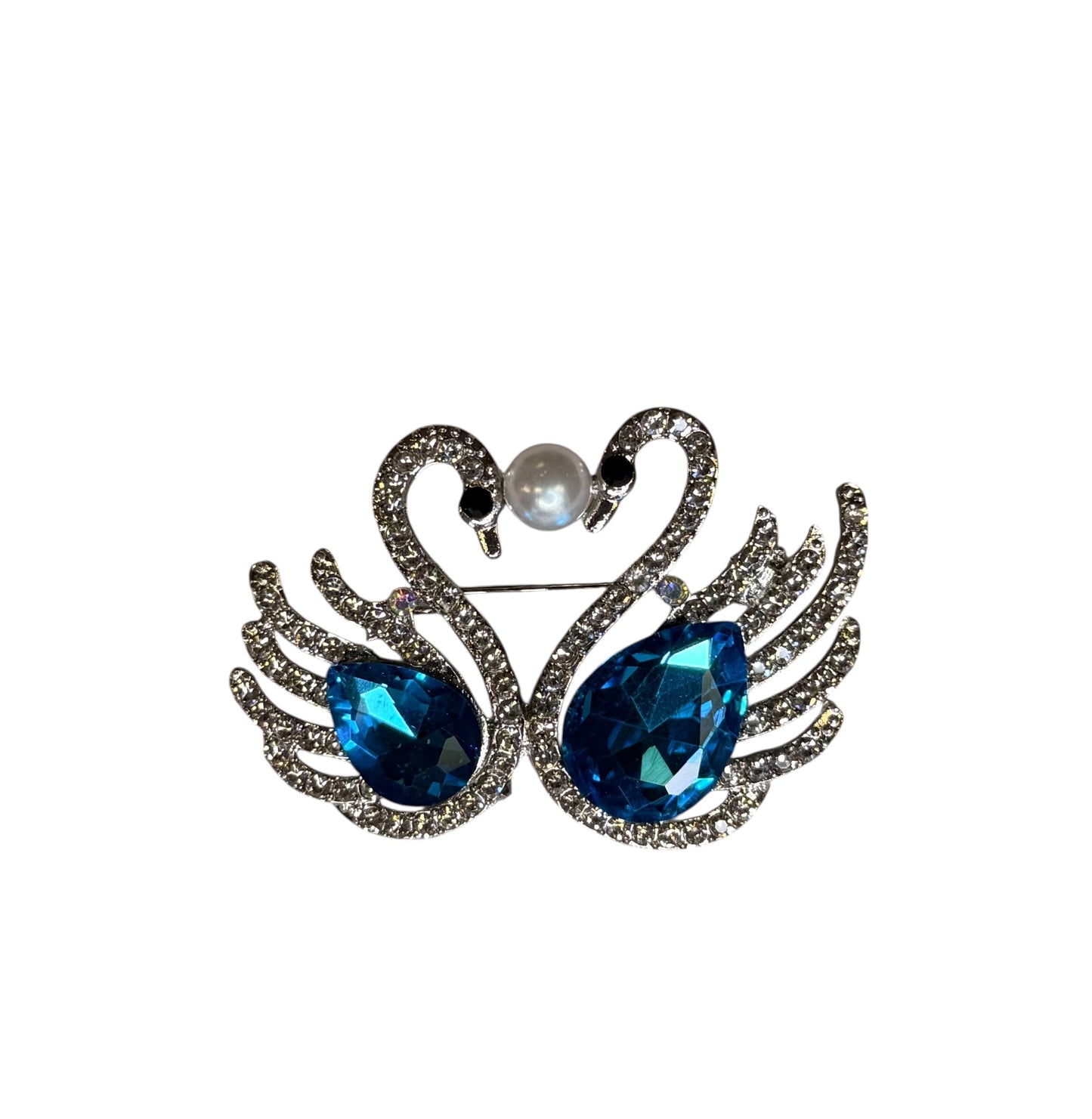 Swan Heart Pearl Brooch Small