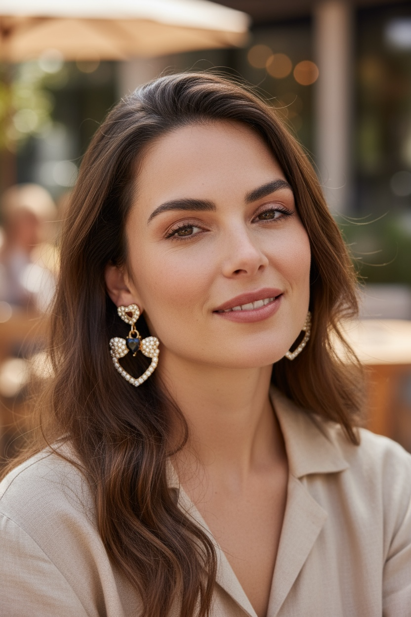 Heart and Bows Crystal Earrings