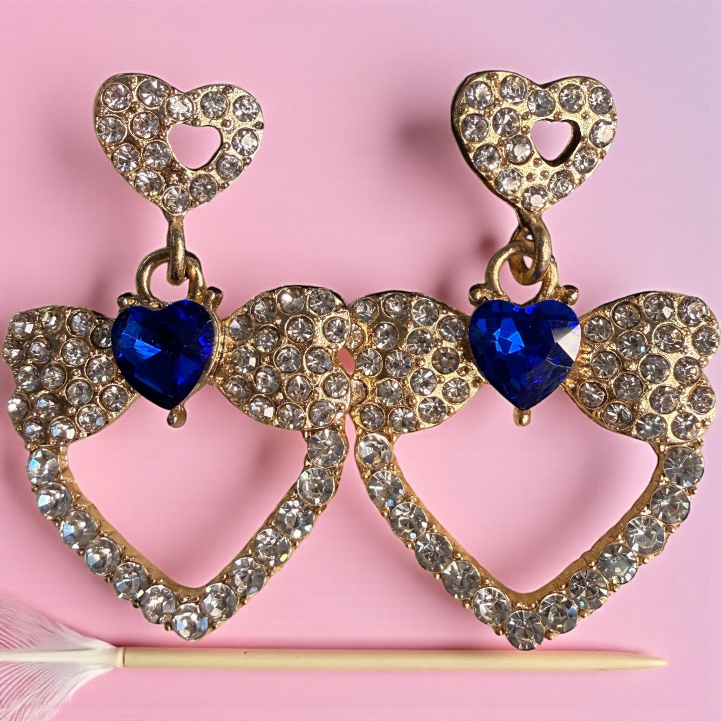 Heart and Bows Crystal Earrings