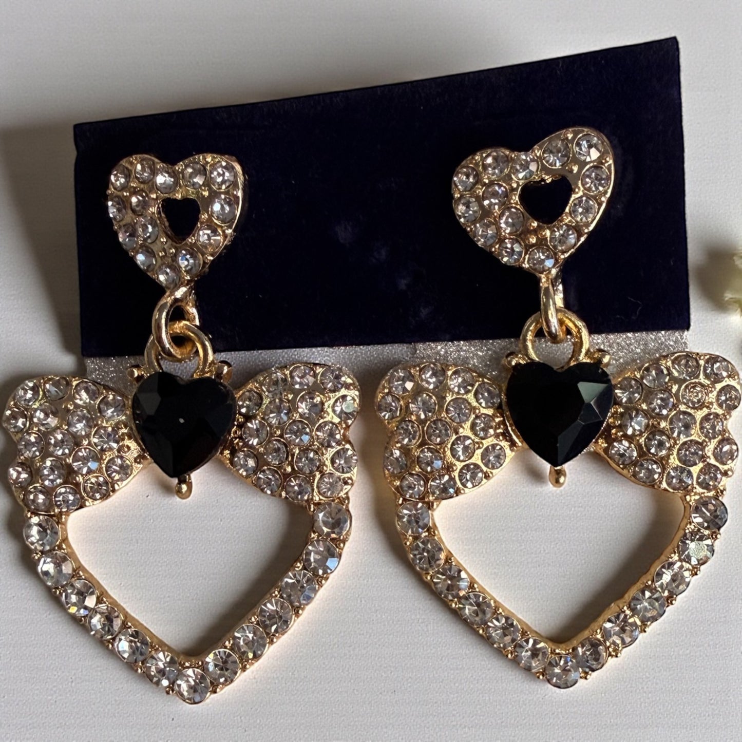 Heart and Bows Crystal Earrings