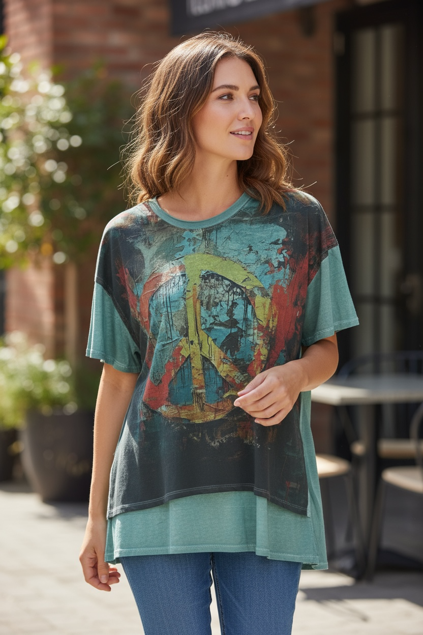 I Love Linen Green Peace Tee