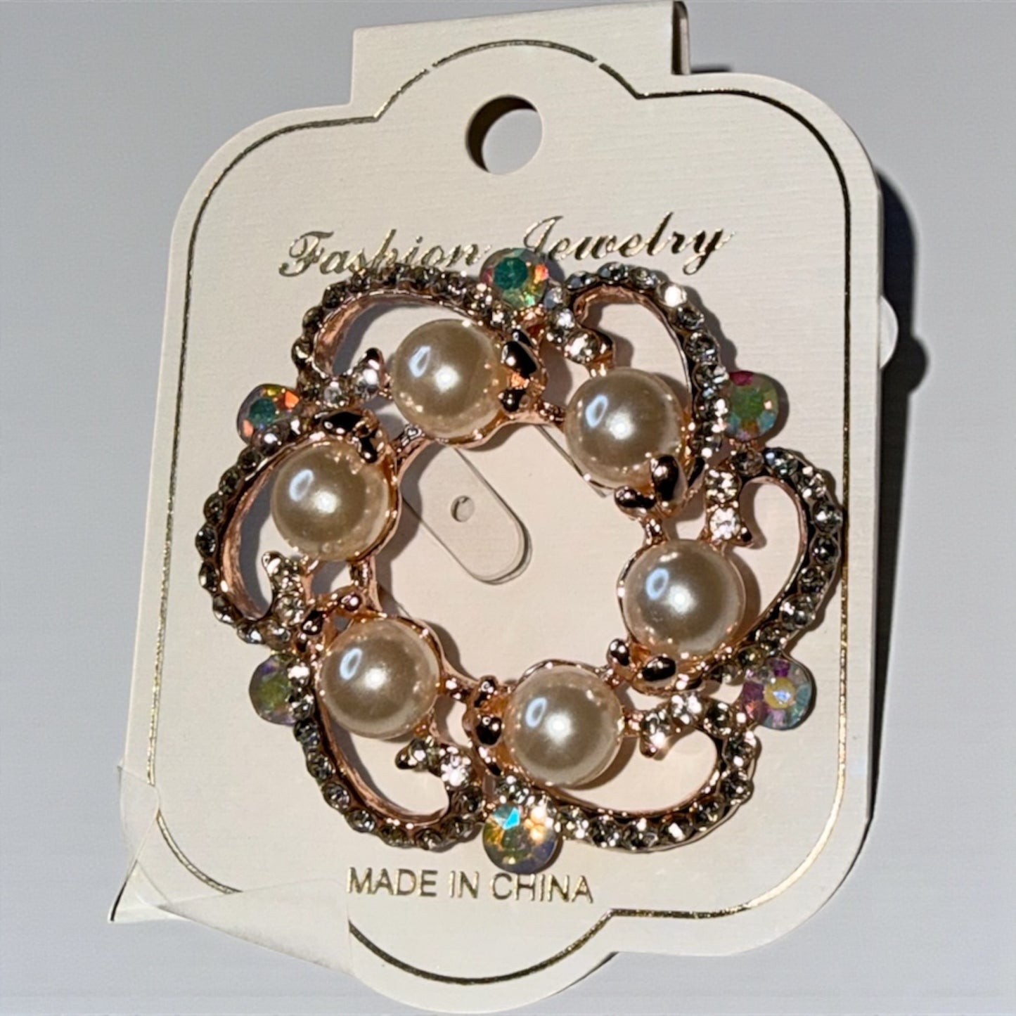 Crystal and Pearl Brooch