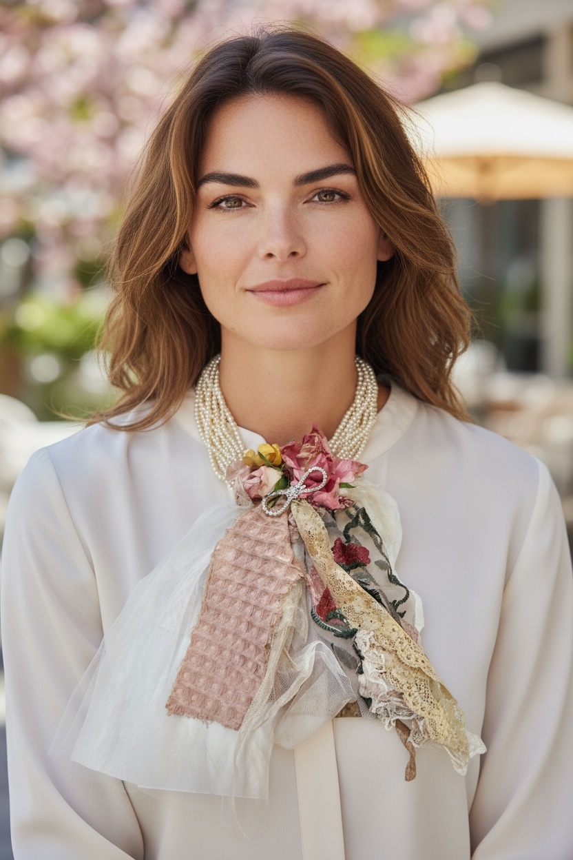 A Rare Bird Pealr with Flower and Lace