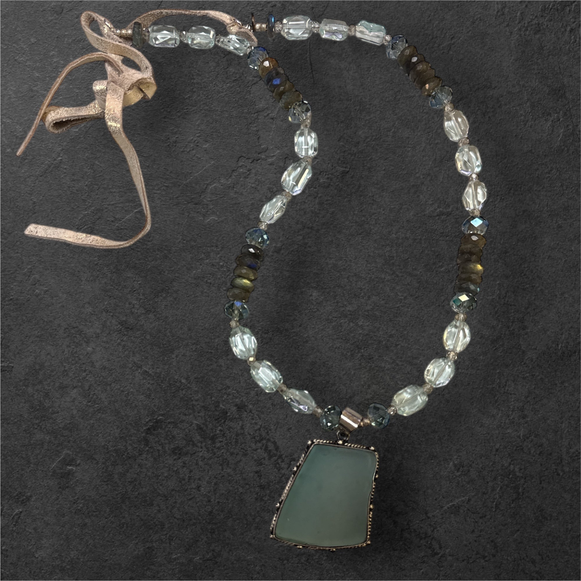 A Rare Bird Blue Glass Neckless