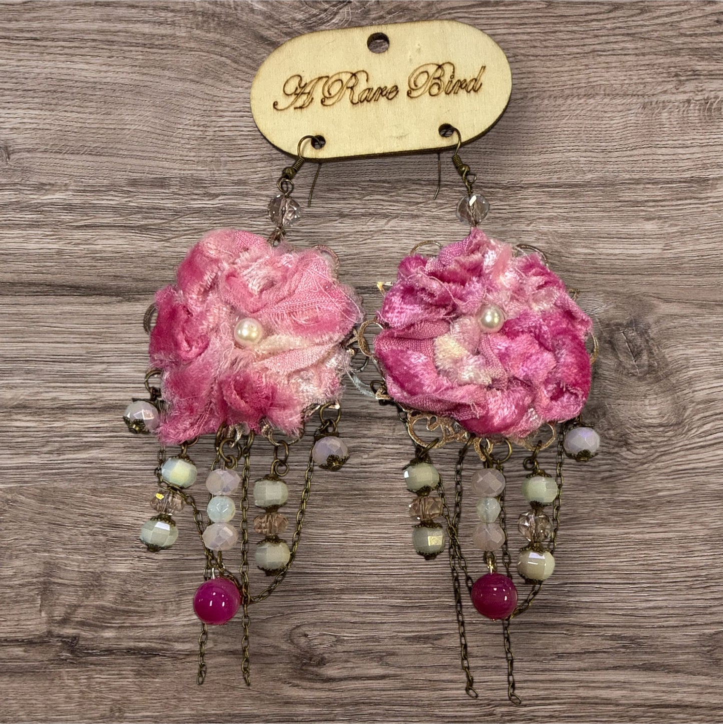 A Rare Bird Pink Rose Earings