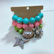 Pink,Green,Teal multi Santa Charm  Bracelet
