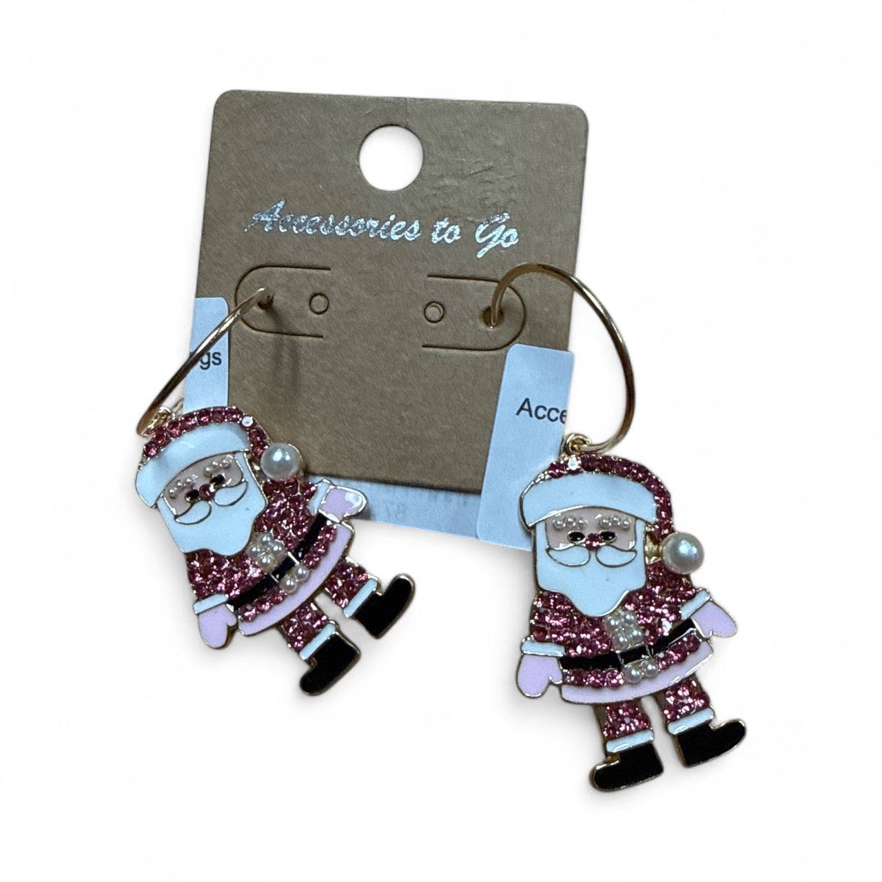 Accessories to Go Pink Santa Hoop Earrings