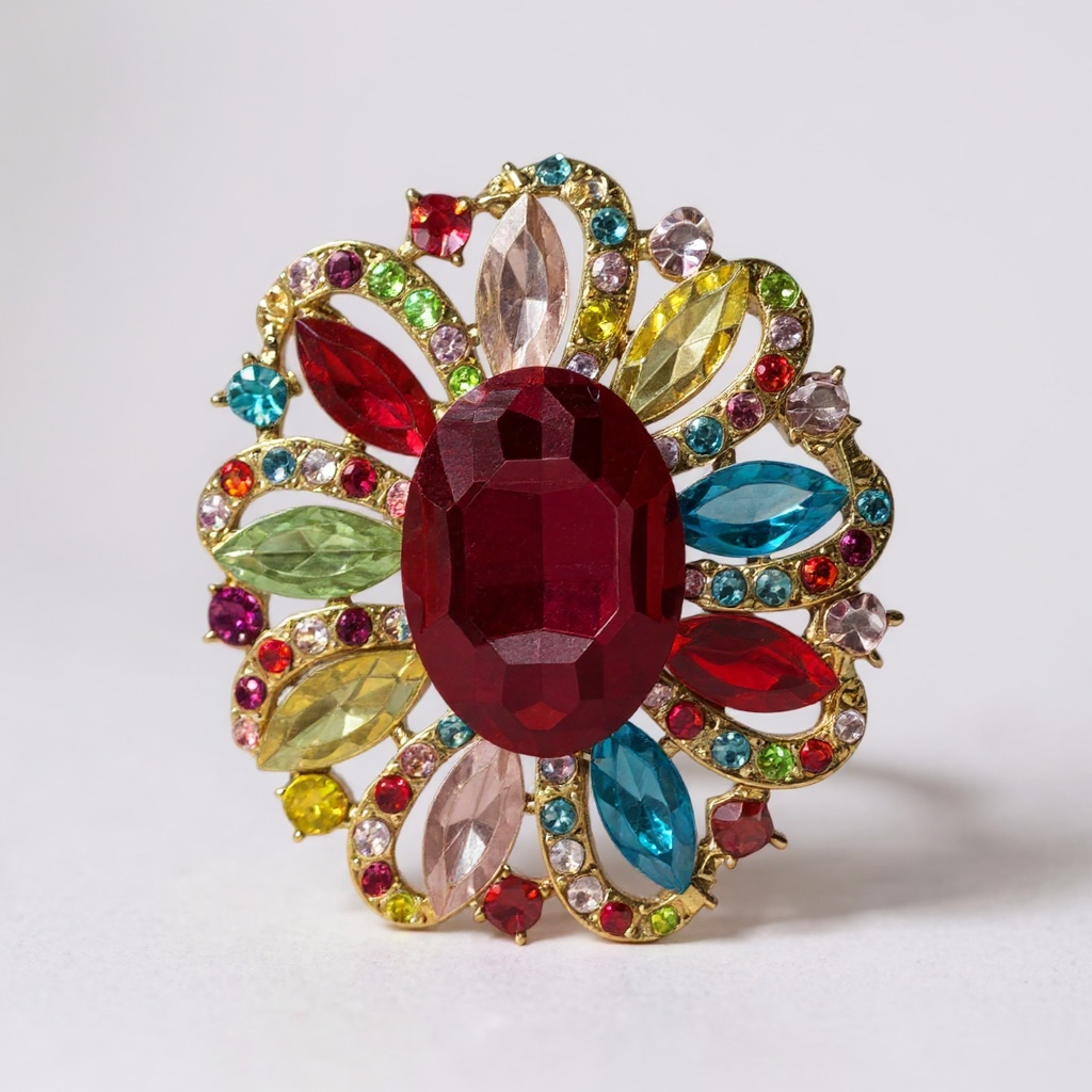 Vibrant Crystal Brooches