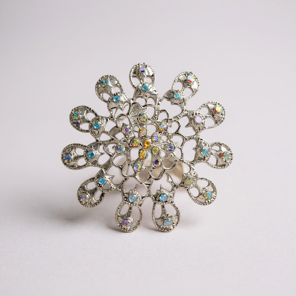 Silver Crystal Brooch