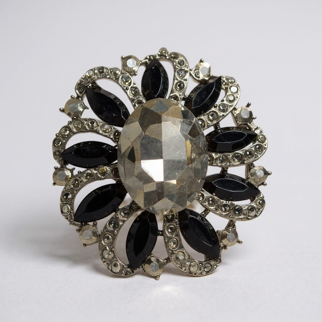 Silver Black Brooch