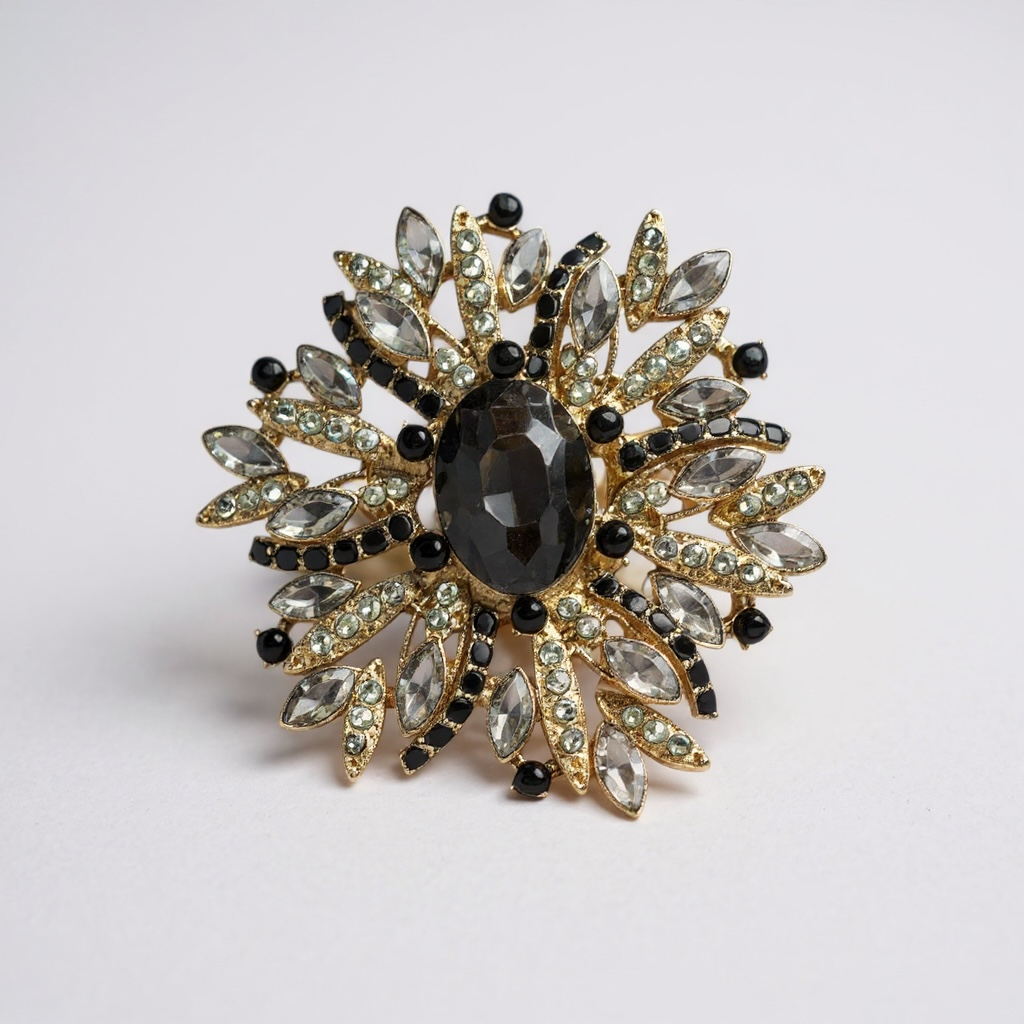 Golden Black Burst Brooch