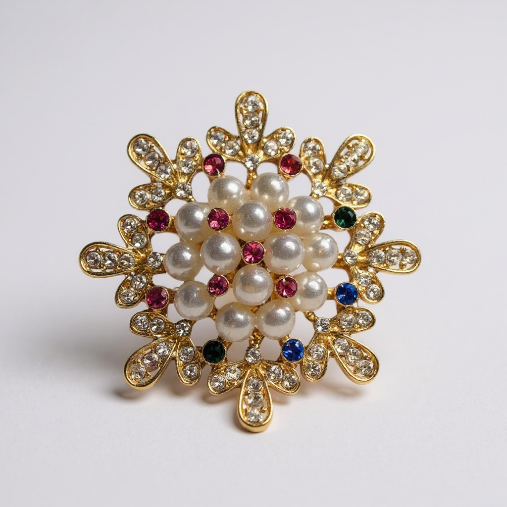 Multi Color Pearl Brooch