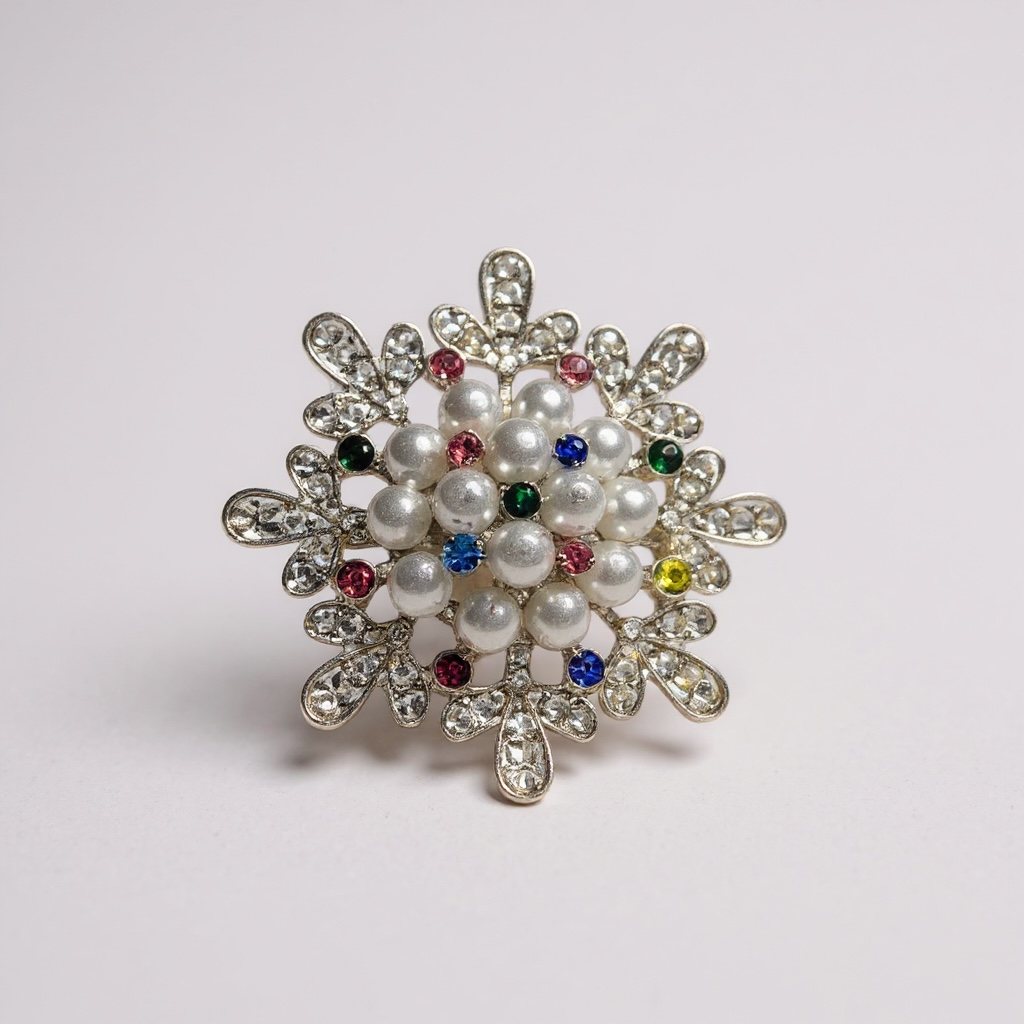 Multi Color Pearl Brooch