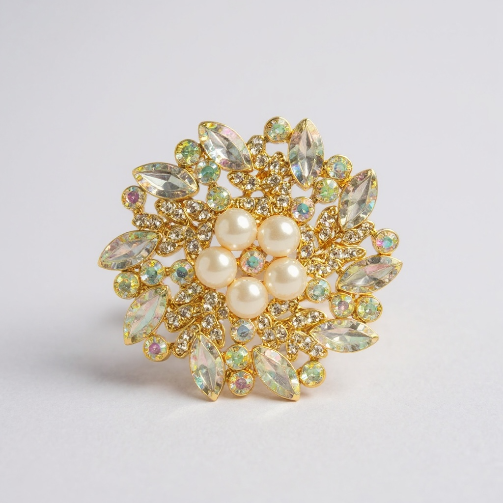 Crystal Pearl Brooch