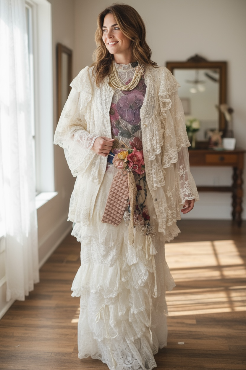 Origami All Lace Sheer Long Sleeve Top