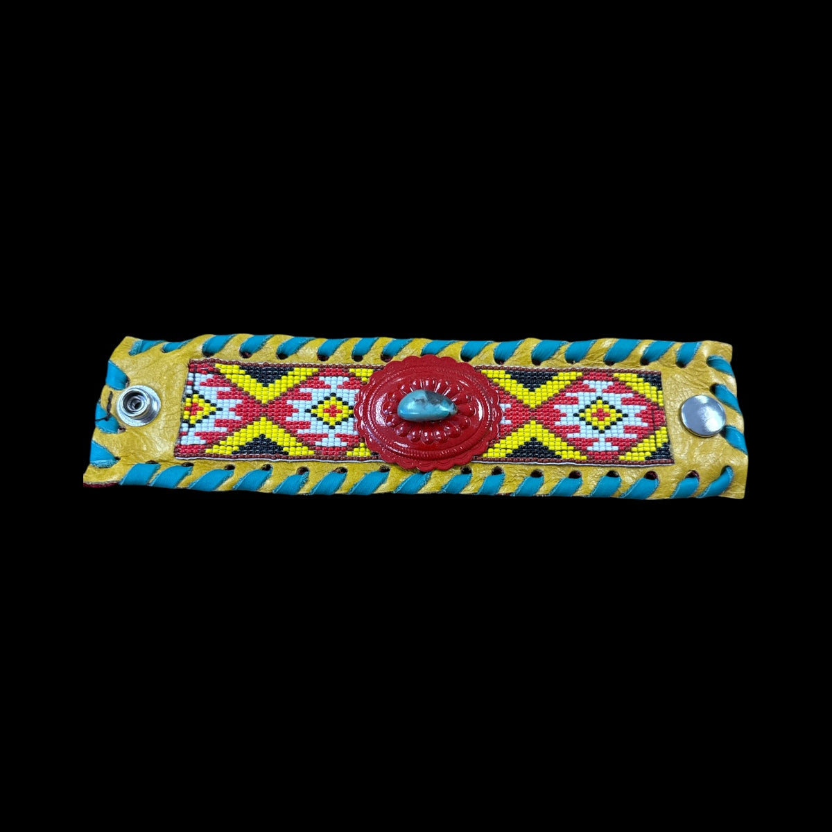 Kertman Aztec leather Snap Bracelet