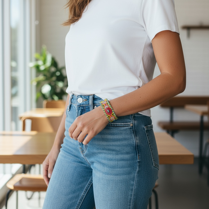 Kertman Aztec leather Snap Bracelet