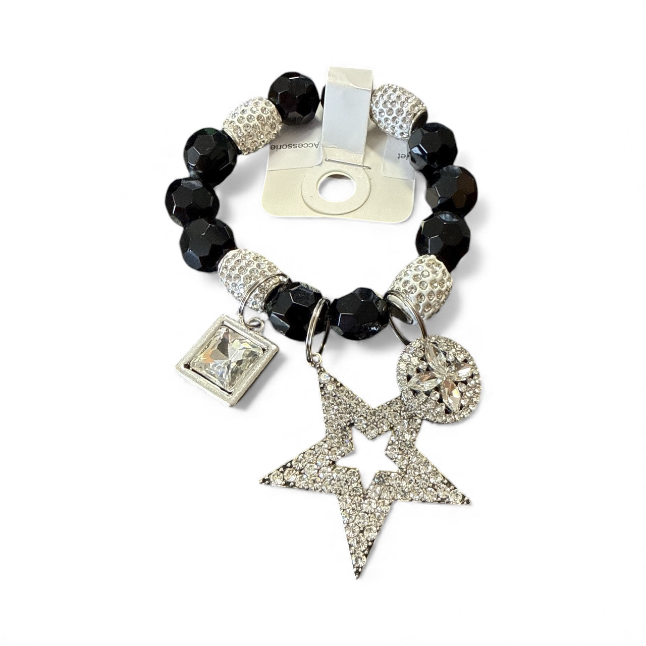 Accessories to go Black and crystal Star Bracelet