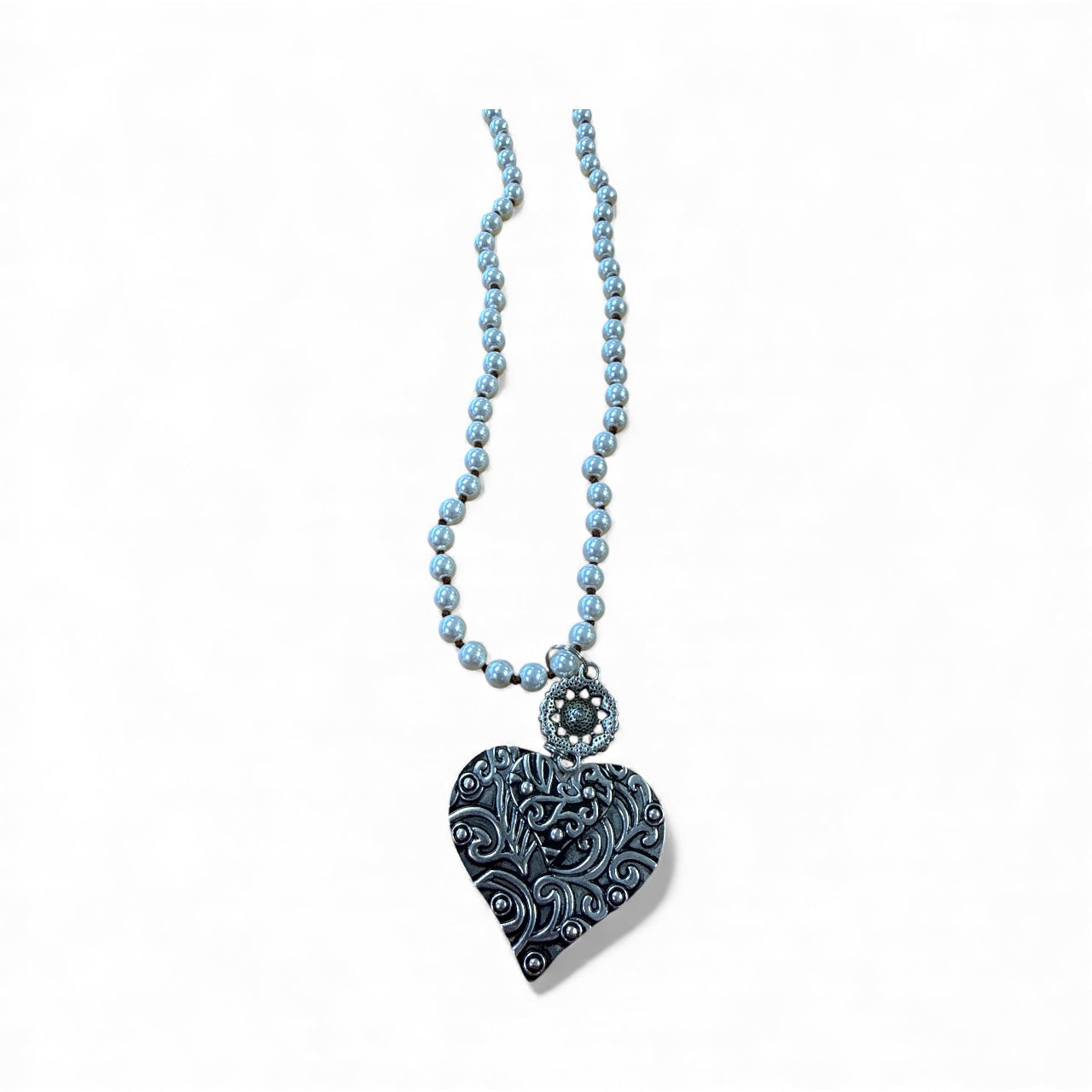 Accessories to Go Silver textared Pearl Heart