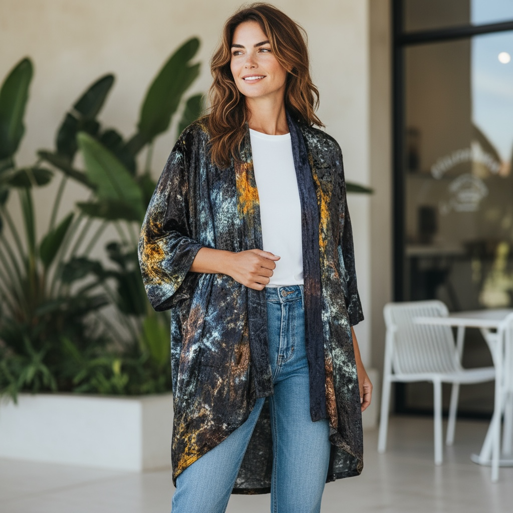 I Love Linen Tie Dye Velvet Duster
